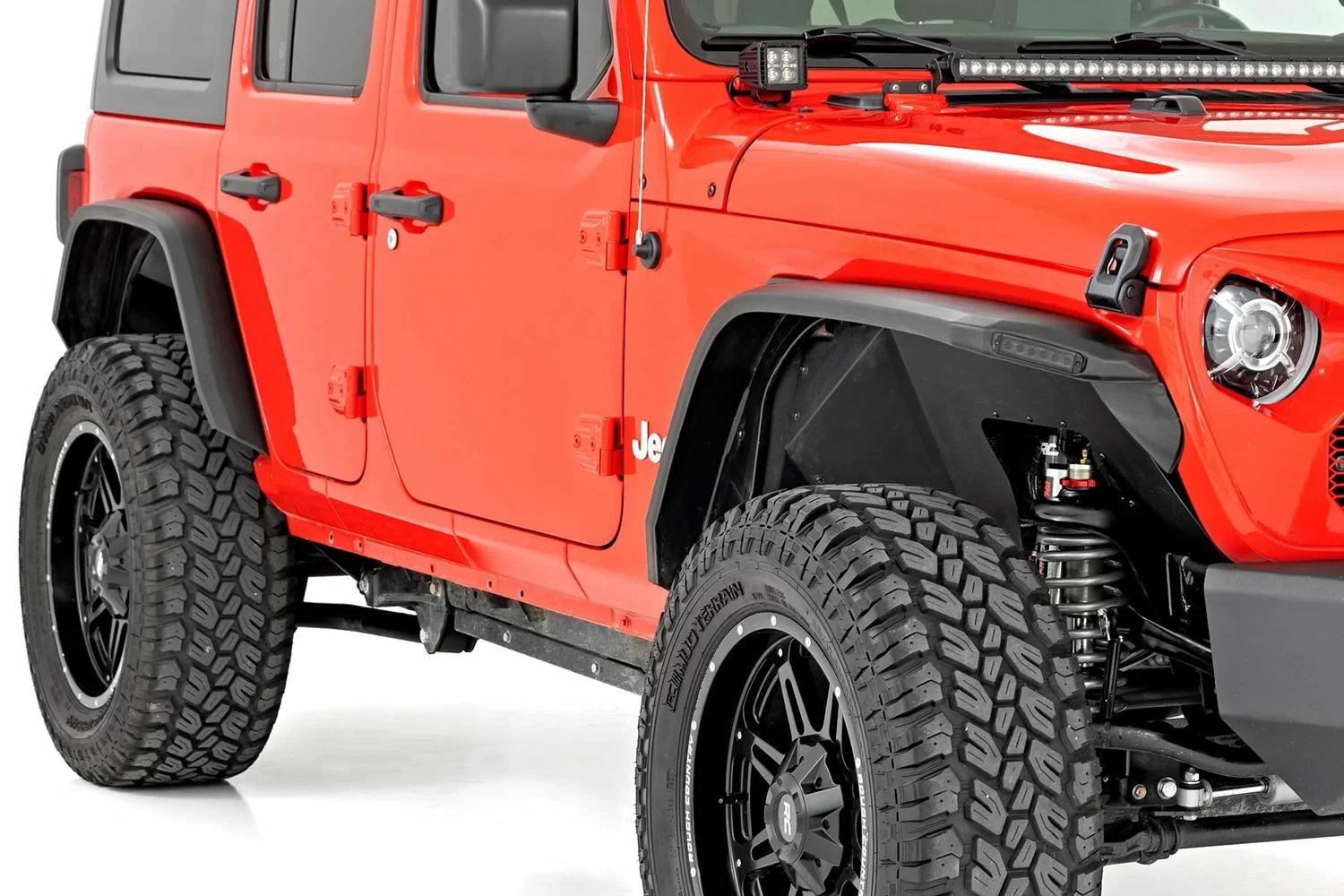 Rough Country _ High Clearance LED Flat Fender Flare Kit _ UV Treated _ Jeep Wrangler JL (18-24)
